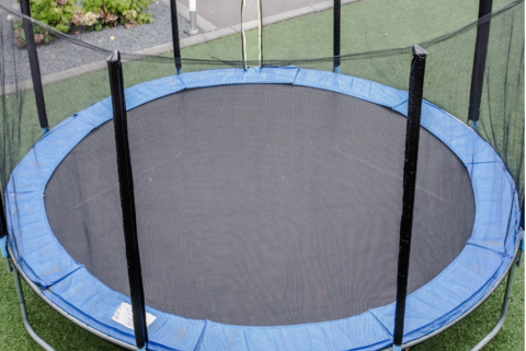 Trampoline in yard